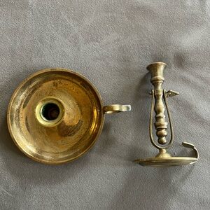 Vintage Brass Candle Holder Set